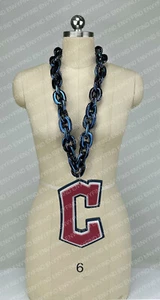 New MLB CLEVELAND GUARDIANS BACKS Jumbo Big NAVY Fan Chain Necklace Foam MI USA - Picture 1 of 3