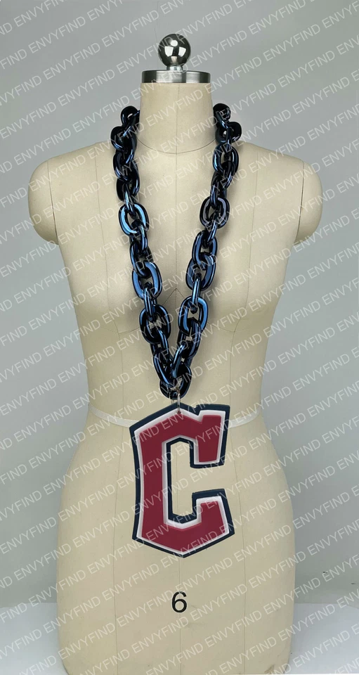 New MLB CLEVELAND GUARDIANS BACKS Jumbo Big NAVY Fan Chain Necklace Foam MI USA - Image 1 of 3