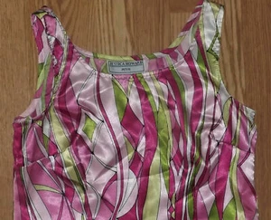 JESSICA HOWARD SOFT PETITE SIZE 10 SLEEVELESS WOMENS BLOUSE PINK & GREEN TOP - Imagen 1 de 5