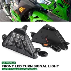 Front LED Turn Signal Light For KAWASAKI NINJA 250 EX300 EX400 EX650 ZX-6R ER-6F - Picture 1 of 21