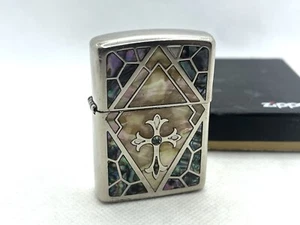 Auth! ZIPPO 2008 ARMOR Limited Edition Cross Crucifix Shell-Inlay Lighter Silver - Picture 1 of 9