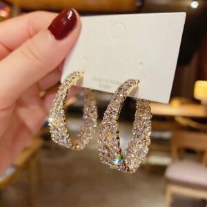 Gorgeous Cubic Zircon Silver Round Crystal Earrings Dangle Women Jewelry Wedding