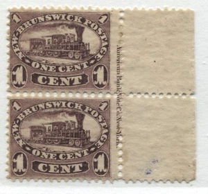 New Brunswick 1860 1 cent marginal Inscription pair unmounted mint NH - Picture 1 of 1