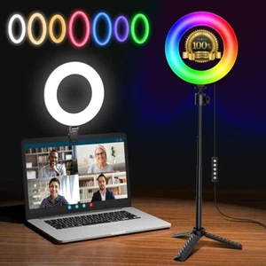 NEW 6.5" Ring Light with Tripod-Stand&Clip, 3 Light modes + 12 Brightness Levels - Picture 1 of 6
