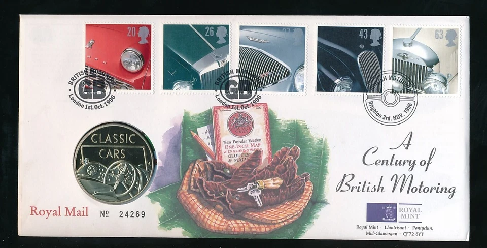 GB 1996 CENTURY of MOTORING ROYAL MINT FDC MEDALLIC COVER - Image 1 of 1