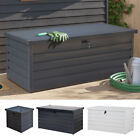 Outdoor Metal Steel Garden Storage Box Bench Sit On Trunk Shed Chest Up 350/600L