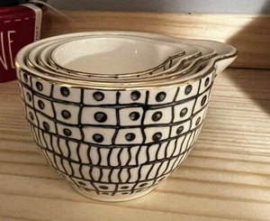 Geometrische Keramik Nesting Messbecher schwarz & weiß mit Goldzierleiste - Bild 1 von 1