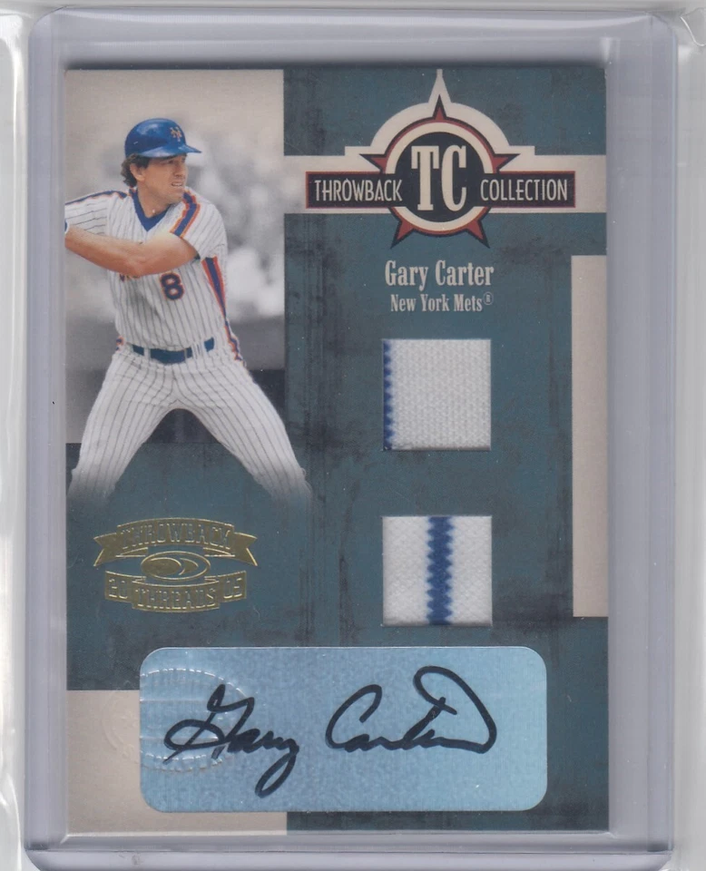 2005 Gary Carter Throwback Threads Collection AUTO DUAL JERSEY /25 - #8 Mets - Image 1 of 1