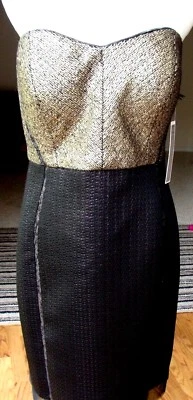 $298 NUEVO CON ETIQUETAS PHOEBE COUTUER BY KAY UNGER VESTIDO DE CÓCTEL EVE SIN TIRANTES TALLA 10 PRECIOSO Foto 1 de 4