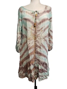 River + Sky Simone Blue/Tan Tie Dye Dress Size Medium Made in the USA - Picture 1 of 8