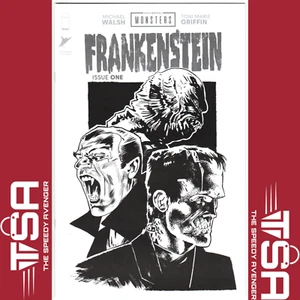 UNIVERSAL MONSTERS FRANKENSTEIN Michael Walsh SDCC B&W Ashcan Exclusive 2024 - Picture 1 of 3