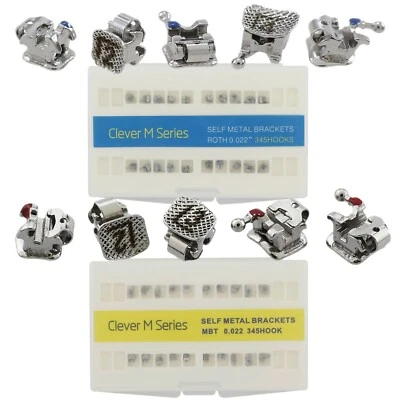 Orthodontic Metal Self-Ligating Brackets Roth MBT 022 345Hook Interactive Braces - Image 1 of 4