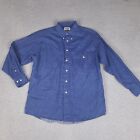 TGI Friday's Shirt Mens XL 16 - 32/33 Blue Chambray Button Down Long Sleeve