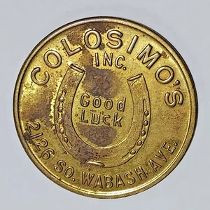 Vtg Colosimo's Chicago's Oldest Cafe $1 Trade Token Al Capone Mob Interest Jim - Picture 1 of 3