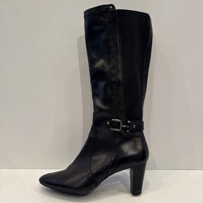 Botas de Vestir Anne Klein Iflex 1541 Western AKGAELYN Cuero Negro Superior Talla 10 M Foto 1 de 4