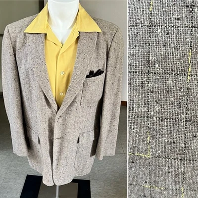 1950s Vintage Atomic Flecked Brown And Yellow Sport Coat 40R - Image 1 of 4