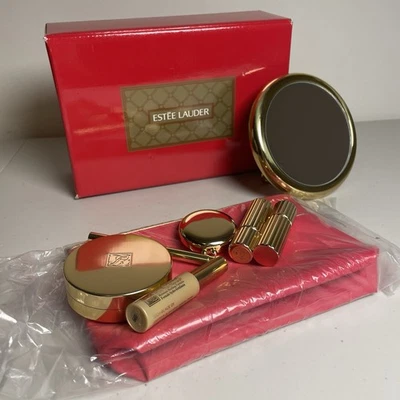 Rara confezione regalo trucco Estee Lauder vintage aperta mai usata anni 2000 ORO - Immagine 1 di 4