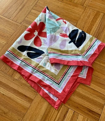 "Bufanda de seda Jim Thompson cuadrada vintage de 32"" con diseño de flores abstractas - ARTE POP" Foto 1 de 4