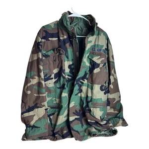 Air Force Jacket Mens Medium Long Green Camo Coat Cold Weather Field Combat - Picture 1 of 5