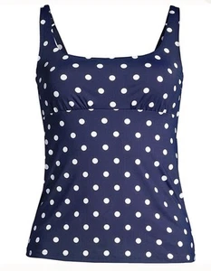 Costume da bagno Lands End Tankini donna 18 DDD blu a pois nuovo senza etichette ferretto spiaggia - Foto 1 di 9