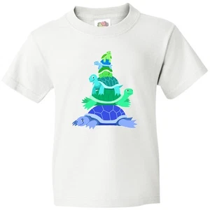 Inktastic Stack Of Cute Turtles Youth T-Shirt Blue Green Turtle Love Pile Herps - Picture 1 of 9