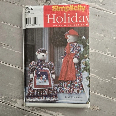 Simplicity 7882 Christmas Dolls 55" Snowlady & 40" Polar Bear Pattern Uncut - Image 1 of 3