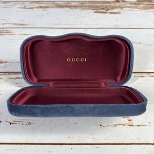 Gucci Sunglasses Eyeglasses Hard Case ONLY Blue Velvet Clamshell No SUNGLASSES - Picture 1 of 3