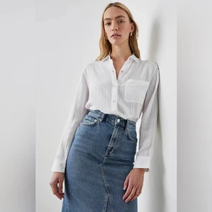Camisa Rails Ellis Gasa Abotonada S Blanca Ligera Top Blusa Mujer - Imagen 1 de 14