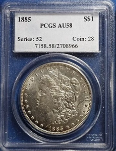 1885 P Morgan Silver Dollar - AU58 - PCGS - Beautiful Coin - Picture 1 of 2