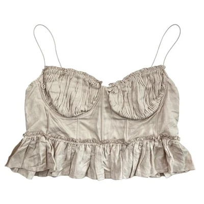 Blusa Corsé Brock Collection X H&M Lino Orgánico Plisado Peplum Crema XXL NUEVA CON ETIQUETAS Foto 1 de 4