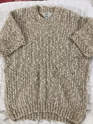Suéter tejido de lino Orvis vintage para mujer talla L hombreras manga corta Foto 1 de 4