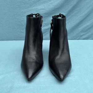 NWOT - Stuart Weitzman Tieback 75 POINTY Block Bootie BLACK LEATHER 6.5 Women - Picture 1 of 9
