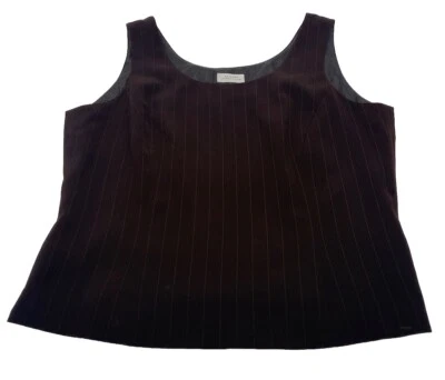 Blusa sin mangas Tahari Arthur S. Levine para mujer 16 marrón a rayas negocios formal buena Foto 1 de 4