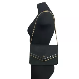 Pierre Balmain Vintage Bag Black Suede Leather Flap Chain Clutch Purse Authentic - Picture 1 of 11
