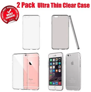 2 Pack TopRated Clear Rubber TPU Soft Case Cover For 4.7 iPhone 6/s/Plus 5.5"   - Picture 1 of 6