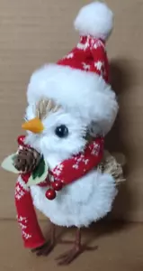 Christmas Winter Bird w/Hat & Scarf Figurine Holiday Decor 8" - Picture 1 of 3