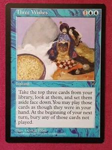 Magic The Gathering VISIONS THREE WISHES blue card MTG - Picture 1 of 2