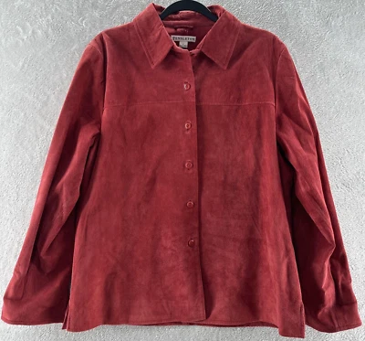 Chaqueta Pendleton De Colección Para Mujer Talla L Botón Delantero Gamuza Y2K Manga Larga Roja Foto 1 de 4