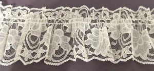 5" White Ruffled Stretch Lace Fabric Trim 6 Yards Trimming - Picture 1 of 1