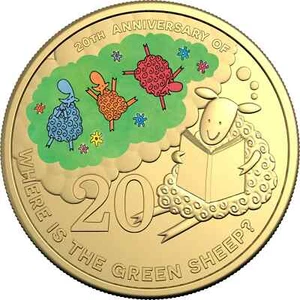 🔥2024 Gold plated Where is the Green Sheep Coloured 20 Cent in Deluxe Book🔥 - Picture 1 of 3