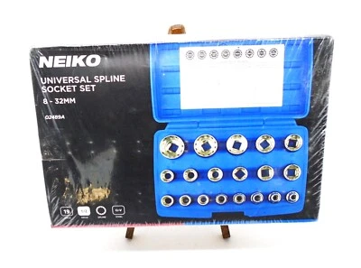New Neiko Universal Spline Socket Set 1/2" Drive, Metric 8-32mm 19pc. #02489A - Image 1 of 4