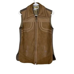 Vintage Palena Wildleder Leder Zip Weste Damen S/M Western Coachella Boho Western EG - Bild 1 von 7