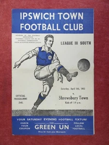 IPSWICH T v SHREWSBURY | 1951/1952 | DIV. 3 (SOUTH) | 5 APR 1952 | UK FREEPOST - Picture 1 of 3