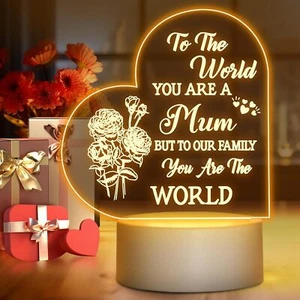 Birthday Gift Best Mum Plaque Night Light Gifts For Mum Mom Mummy Mam Present - Picture 1 of 51
