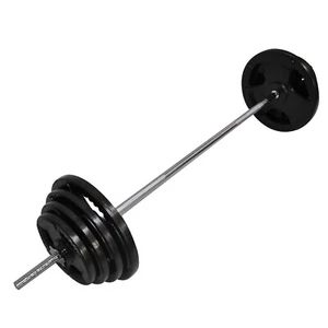 80kg Ez Grip Cast Iron Barbell Weight Set - 150cm Bar + 75kg Iron Weight Plates - Picture 1 of 8