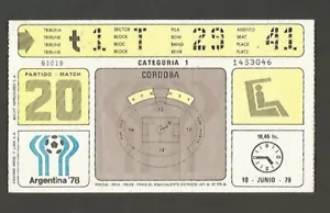 Argentinien Fußball WM 1978 Ticket #20 gebraucht Cordoba Deutschland 0 vs Tunesien 0 ! - Bild 1 von 2