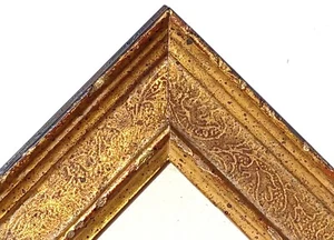 22K GOLD LEAF FLAT PANEL PICTURE FRAME w/ 1 PC HAND WRAPPED LINEN LINER 14 X 19 - Picture 1 of 8
