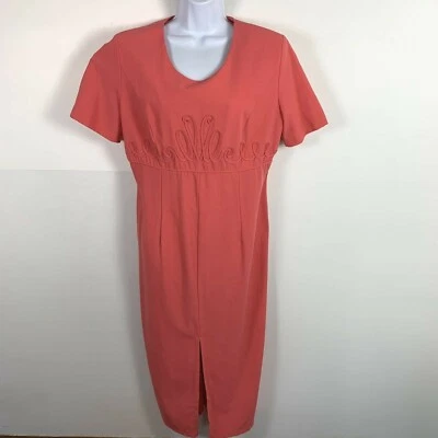 Vestido Vaina Kathie Lee Mujer Talla 10 Rosa Coral Manga Corta Cuello Redondo DE COLECCIÓN Foto 1 de 4