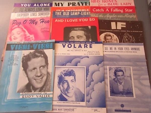 Vintage Sheet Music 15pc Perry Como, Kaempfert, Rudy Vallee, Dean Martin, Dennis - Picture 1 of 15