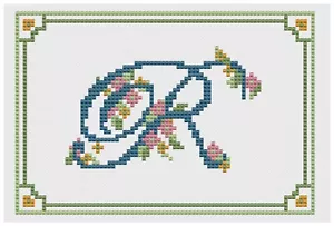 Cross Stitch Sampler Kit or Pattern - Florashell - Alphabet Letter R - Picture 1 of 1
